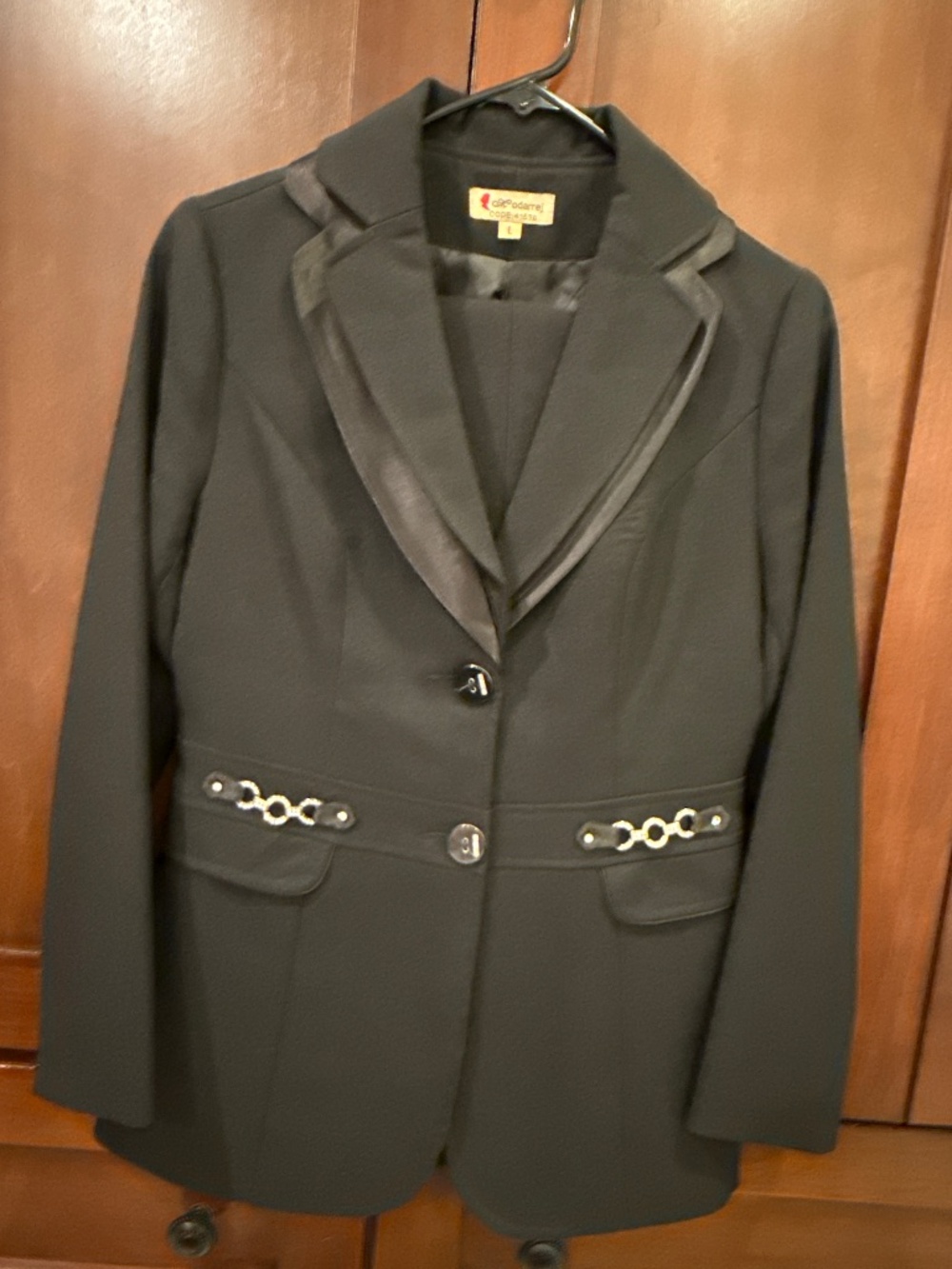 Podarrej Black Two-Piece Blazer & Pants Suit Size L Approx. US Medium